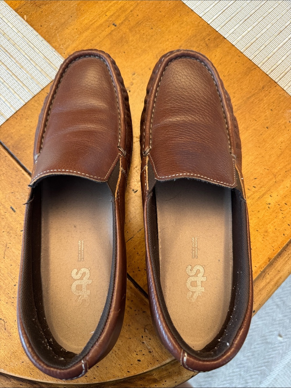 SAS Women’s Brown Leather Slip-On Moccasin Loafers